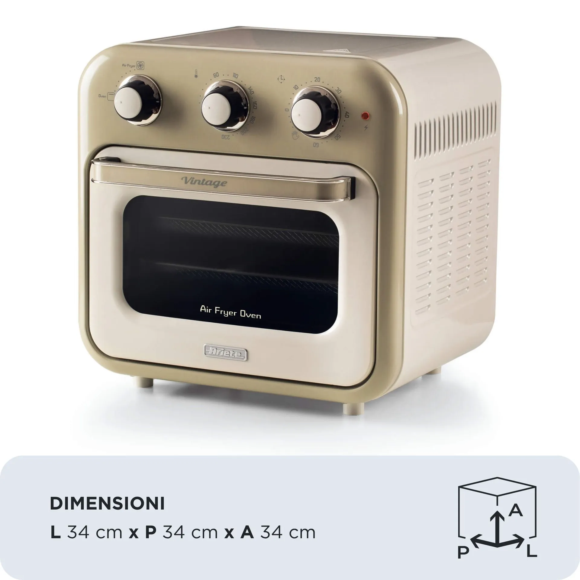 Ariete 4632/03 Einzelbild 16 l Freistehend 1400 W Heißluftfritteuse Beige – Bild 2