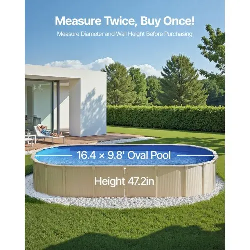 VEVOR Ovale Poolfolie, 500 x 300 x 120 cm, Innenfolie, Ersatzfolie, Innenhülle, Schwimmbadfolie, Folie aus Standard-Vinyl, verschleißfest, für Aufstellpools mit 120 cm hohen Wänden, einfarbig – Bild 2