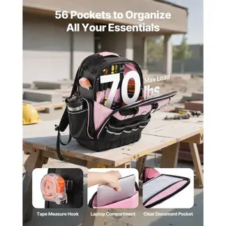 VEVOR Werkzeugrucksack, 56 Taschen, Werkzeug-Aufbewahrungs-Organizer, Backpack mit Laptopfach, Baustellenrucksack, Werkzeugtasche für Elektriker, Reparaturarbeiter & Heizungstechniker VEVOR Werkzeugrucksack, 56 Taschen, Werkzeug-Aufbewahrungs-Organizer, Backpack mit Laptopfach, Baustellenrucksack, Werkzeugtasche für Elektriker, Reparaturarbeiter & Heizungstechniker