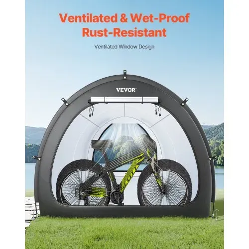 VEVOR Fahrradzelt, 5 Fahrräder, geräumige Fahhrradgarage mit belüftetem Fenster, fächerförmiges Fahrradschuppe mit hochfestem Fiberglas & Doppelreißverschlüssen, 1706x2133x2438mm – Bild 5