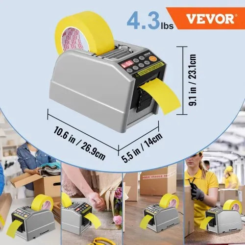 VEVOR Automatischer Klebebandspender, elektrischer Klebebandschneider, Verpackungsmaschine, Bandschneidemaschine, 6-60 mm Bandbreite – Bild 6