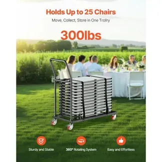 VEVOR Klappstuhlständer, 136 kg Tragkraft, L-förmiger horizontaler Stuhlwagen für 25 Stühle, robuster Stuhl-Aufbewahrungswagen aus Metall mit Gummirädern und -haltern, großer Stuhlhalter, Mattschwarz VEVOR Klappstuhlständer, 136 kg Tragkraft, L-förmiger horizontaler Stuhlwagen für 25 Stühle, robuster Stuhl-Aufbewahrungswagen aus Metall mit Gummirädern und -haltern, großer Stuhlhalter, Mattschwarz