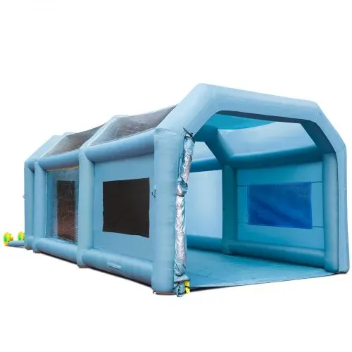 VEVOR Tragbares Aufblasbares Farbzelt für Sprühmalerei 480 + 950 W, 6,8 x 3,5 x 2,8 m Sprühschutz Farbkabine für DIY-Projekte, Hobby-Farbautomaten-Werkzeug, Blau 210D Oxford-Gewebe Auto Lackierkabine – Bild 9