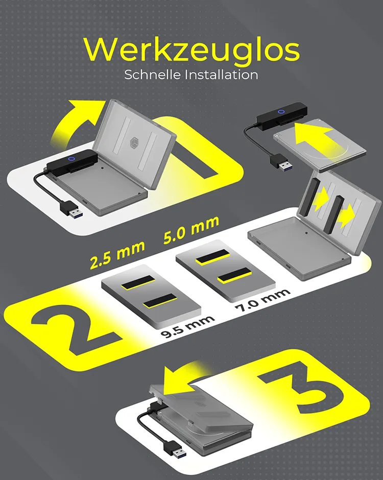 ICY BOX IB-AC603b-U3, USB 3.2 Gen 1 zu 2,5" SATA Festplatten Adapter Kabel, Zugriff LED – Bild 7