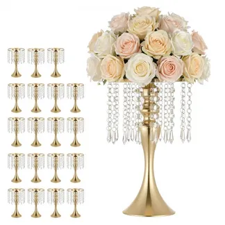 VEVOR 20 Stk. Hochzeitsvasen Tafelaufsatz Blumenvasen für Hochzeit 33,5 cm Hoch, Metall Tafelaufsatz Vasen mit Blumenständern Kristalldeko, Tischvase für Hochzeiten Party Jubiläumsfeier Zeremonie, Gold VEVOR 20 Stk. Hochzeitsvasen Tafelaufsatz Blumenvasen für Hochzeit 33,5 cm Hoch, Metall Tafelaufsatz Vasen mit Blumenständern Kristalldeko, Tischvase für Hochzeiten Party Jubiläumsfeier Zeremonie, Gold