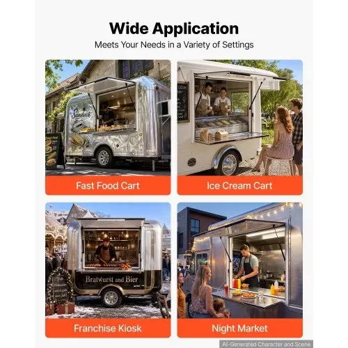 VEVOR Verkaufsfenster für Foodtrucks 915 x 915 x 80 mm Aluminiumlegierung, Konzessionsfenster für Imbisswagen, bis 85° Aufklappbar, mit Verkaufsklappe, Servierablage & Schlepphaken, Regenschutz – Bild 5