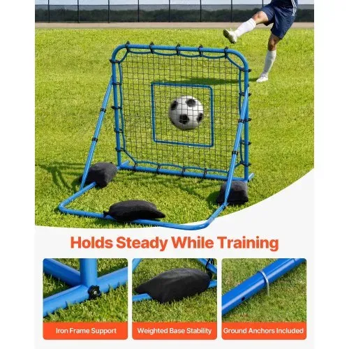 VEVOR Fußball Rebounder 108 x 109 cm, Rückprallnetz mit Verstellbarem Winkel & Robustem Eisenrahmen, PE-Trainingsnetz für Ballkontrolle & Passtraining, Balltrainingsgerät für Jugendliche & Erwachsene – Bild 4