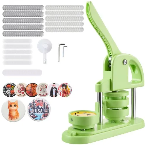 VEVOR Buttonmaschine Knopfmachermaschine Badge Punch Press 58 mm rund, Pinmaker mit 100 Knopfteilen & Kreisschneider & verstärkter ergonomischer Griff, DIY Badge Press Machine Grün VEVOR Buttonmaschine Knopfmachermaschine Badge Punch Press 58 mm rund, Pinmaker mit 100 Knopfteilen & Kreisschneider & verstärkter ergonomischer Griff, DIY Badge Press Machine Grün