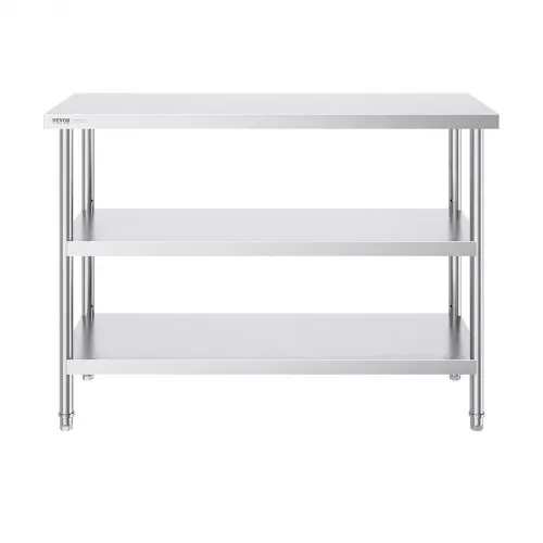 VEVOR Lebensmittel-Zubereitungstisch aus Edelstahl, Gewerblicher Küchenarbeitstisch, mit 2 verstellbaren Unterregalen, 457 x 1219 x 864 mm Zubereitungstisch für Grill, Küche, Zuhause – Bild 10