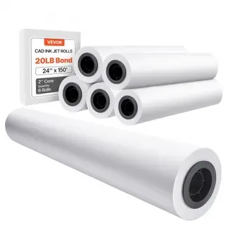 VEVOR Großformatpapier Plotterpapier 45,7 m x 61 cm 6 Rollen CAD-Bond-Rollen mit 50,8 mm Kern, Zeichenrollen für CAD-Zeichnungen, technische Pläne, GIS-Karten und Architekturentwürfe VEVOR Großformatpapier Plotterpapier 45,7 m x 61 cm 6 Rollen CAD-Bond-Rollen mit 50,8 mm Kern, Zeichenrollen für CAD-Zeichnungen, technische Pläne, GIS-Karten und Architekturentwürfe