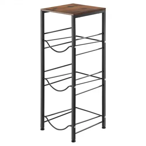 VEVOR Wasserkrughalter Metall, 4-Stufig, für 3 Wasserflaschen, Wasserkrugregal mit Ablagefach, Wasserspenderregal Wasserbehälterregal für Küche, Büro & Wohnzimmer, Schwarz & Braun – Bild 9