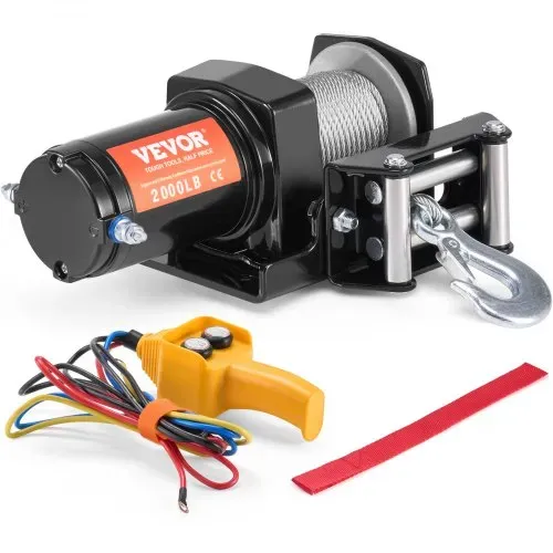 VEVOR Elektrische Seilwinde, 2000 lb Seilzugkapazität, 12 V DC ATV/UTV-Winde mit Φ5/32 in x 39 ft 7-Strang-Stahlkabelrolle, Kabelfernbedienung, IP55 wasserdicht zum Abschleppen von UTV ATV im Gelände VEVOR Elektrische Seilwinde, 2000 lb Seilzugkapazität, 12 V DC ATV/UTV-Winde mit Φ5/32 in x 39 ft 7-Strang-Stahlkabelrolle, Kabelfernbedienung, IP55 wasserdicht zum Abschleppen von UTV ATV im Gelände