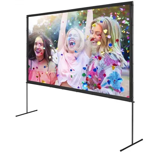 VEVOR Projektion Beamer Leinwand mit Ständer 304,8 cm HD 4K Outdoor Indoor Projektor Screen Schnelles Klappbare Tragbare Filmleinwand 16: 9 für Heimkino, Camping, Freizeitveranstaltungen usw. Schwarz – Bild 10