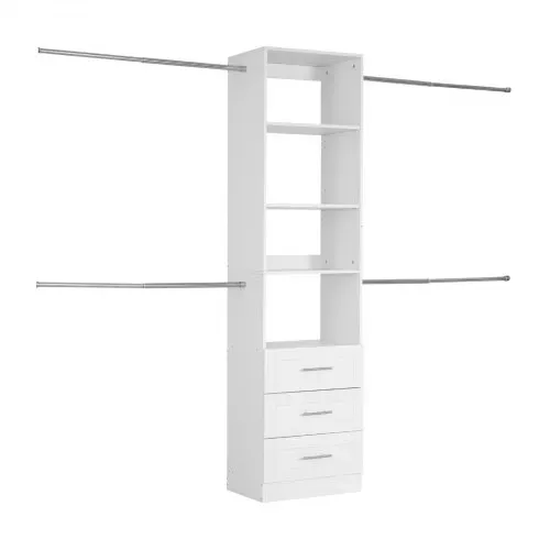 VEVOR Garderobenständer mit 3 Schubladen, verstellbarer Kleiderständer aus Holz, Kleiderschrankorganisation mit 4 ausziehbaren Kleiderstangen (575-1020 mm), Schranksystem für begehbare Garderoben – Bild 8