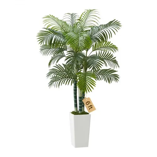 VEVOR Künstliche Areca-Palme, 1,8 m, künstliche tropische Palmenpflanzen mit weißem, hohem Pflanzgefäß, Kunstseidenpflanze im Topf, Kunstbaum für Veranden, Wohnzimmer, Terrassen Zuhause, Büro VEVOR Künstliche Areca-Palme, 1,8 m, künstliche tropische Palmenpflanzen mit weißem, hohem Pflanzgefäß, Kunstseidenpflanze im Topf, Kunstbaum für Veranden, Wohnzimmer, Terrassen Zuhause, Büro