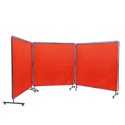 VEVOR 3-Panel-Schweißvorhang 1,8 x 1,8 m Schweißschutzvorhang aus Flammhemmendem Vinyl Schweißschutzwand mit 12 Schwenkrädern und einem 6-stufigen UV-Schutz Schweißerdecke Schweißschutz Rot – Bild 9