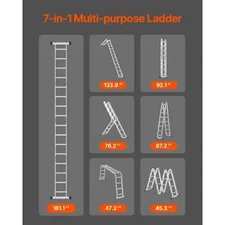 VEVOR Mehrzweckleiter, 7-in-1-Multifunktionsleiter, Teleskopleiter mit A-Rahmen und 4 Stufen, Leitergerüst 4600 mm, verstellbare Hochleistungsleiter, 150 kg Tragkraft für den Außenbereich zu Hause VEVOR Mehrzweckleiter, 7-in-1-Multifunktionsleiter, Teleskopleiter mit A-Rahmen und 4 Stufen, Leitergerüst 4600 mm, verstellbare Hochleistungsleiter, 150 kg Tragkraft für den Außenbereich zu Hause