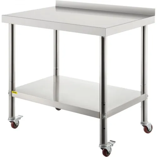 VEVOR Edelstahl-Vorbereitungstisch, 76,2 x 61 x 89 cm, 200 kg Tragkraft, Robuster Metallarbeitstisch mit Verstellbarer Rückwand & 4 Rollen, Gewerblicher Arbeitsplatz für Küchenrestaurants VEVOR Edelstahl-Vorbereitungstisch, 76,2 x 61 x 89 cm, 200 kg Tragkraft, Robuster Metallarbeitstisch mit Verstellbarer Rückwand & 4 Rollen, Gewerblicher Arbeitsplatz für Küchenrestaurants