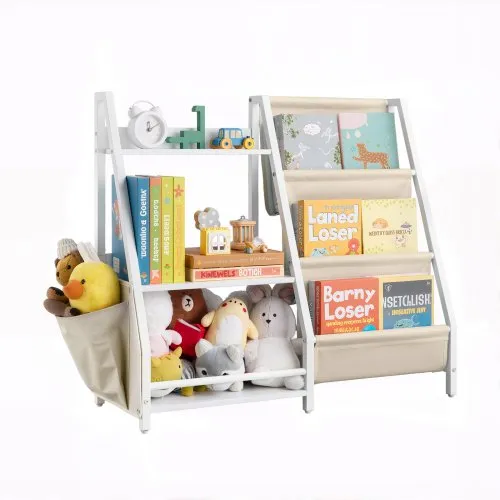 VEVOR Kinderbücherregal Spielzeugaufbewahrung für Kleinkinder Bücherregal mit Stofffächern & Seitentasche, Kinderregal für Kinderzimmer Spielzimmer Kindergarten Kinderkrippe 850 x 300 x 755 mm VEVOR Kinderbücherregal Spielzeugaufbewahrung für Kleinkinder Bücherregal mit Stofffächern & Seitentasche, Kinderregal für Kinderzimmer Spielzimmer Kindergarten Kinderkrippe 850 x 300 x 755 mm
