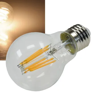 LED Glühlampe E27 „Filament G60k“ klar 3000K, 919lm, 230V / 8W, warmweiß LED Glühlampe E27 „Filament G60k“ klar 3000K, 919lm, 230V / 8W, warmweiß