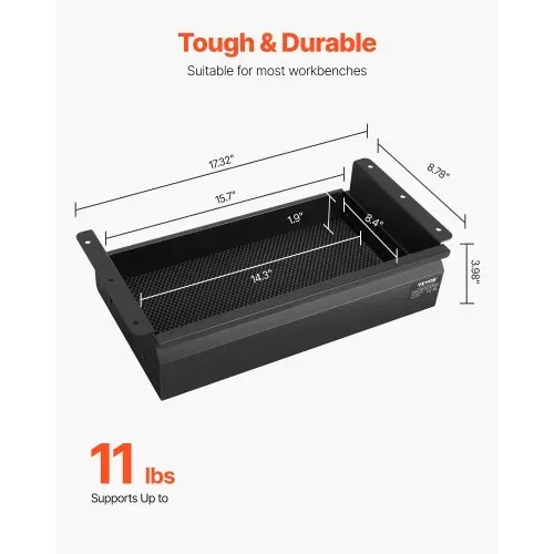VEVOR Untertisch Schublade 440x223x101 mm, Unterbau Schreibtisch, versteckter Schreibtisch-Aufbewahrungs-Organizer, Bleistiftschublade unter dem Tisch für Sitz-Steh-Arbeitsplätze im Büro & zu Hause VEVOR Untertisch Schublade 440x223x101 mm, Unterbau Schreibtisch, versteckter Schreibtisch-Aufbewahrungs-Organizer, Bleistiftschublade unter dem Tisch für Sitz-Steh-Arbeitsplätze im Büro & zu Hause