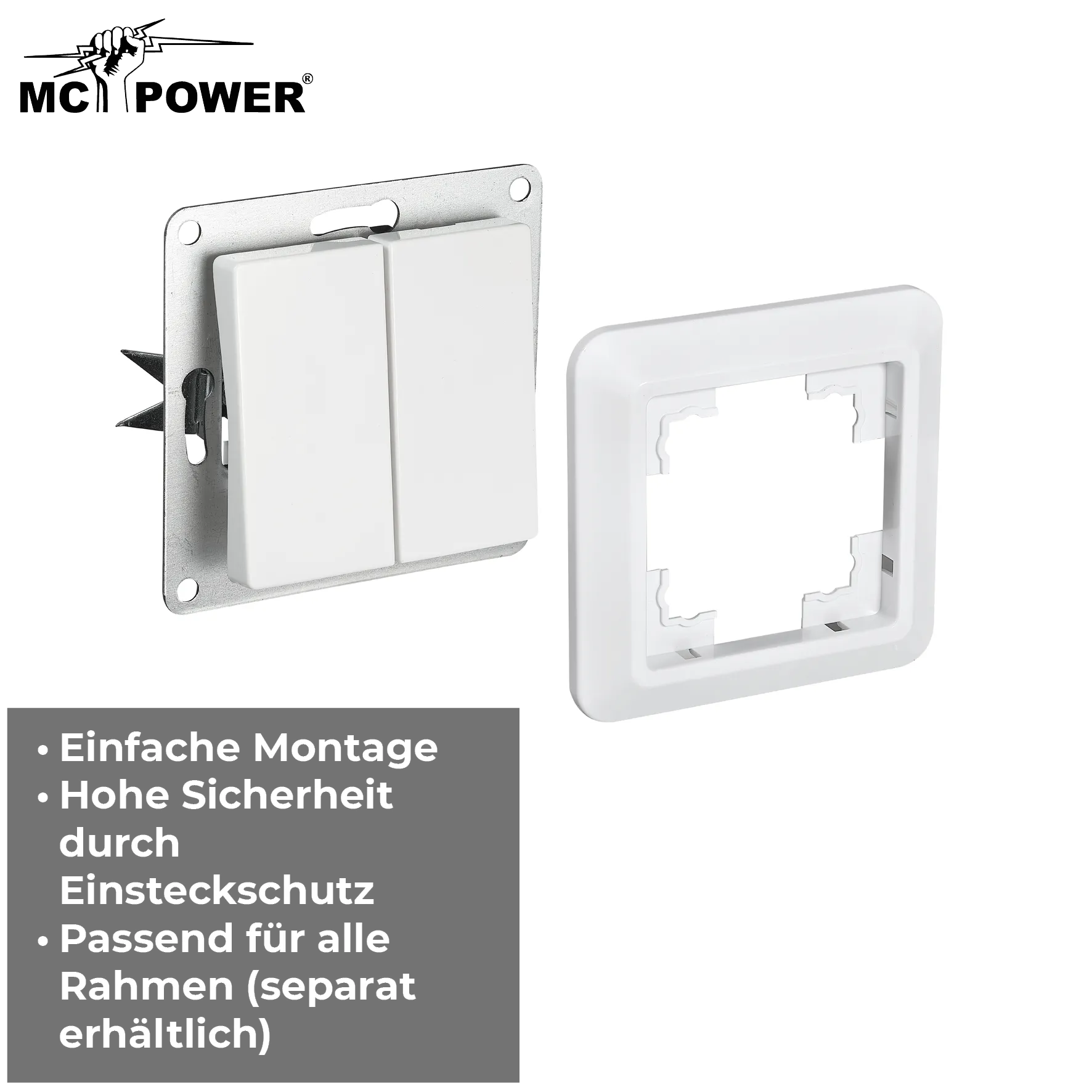 Wechselschalter McPower ''Cup'' 2-fach, 250V~/10A, UP, weiß – Bild 5