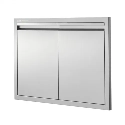 VEVOR Grill-Zugangstür, 762 x 532 x 45 mm, Doppelte Außenküchentür, Flächenbündig Montierte Edelstahltür, Vertikale Wandtür mit Versenkbaren Griffen, für Grillinsel, Grillstation, Außenschrank usw. – Bild 9