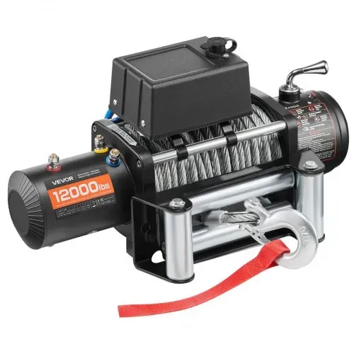 VEVOR Elektrische Seilwinde, 5400 kg, 12 V DC LKW-Winde mit Φ 9,1 mm x 26 m Stahlseil, kabellose & kabelgebundene Fernbedienung, geeignet zum Abschleppen von SUV, Jeep, Anhänger, Boot, Geländewagen – Bild 10