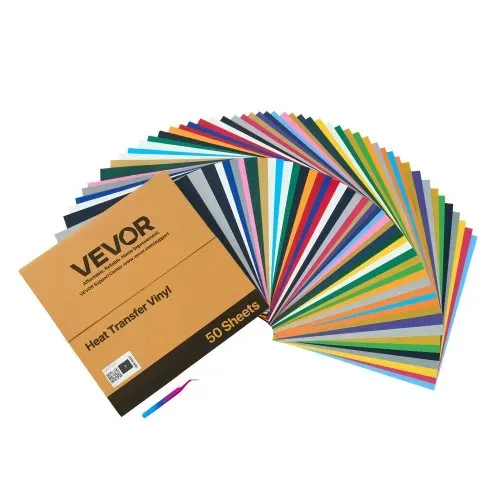 VEVOR Vinylfolie Wärmeübertragung Transferfolie (304,8 x 304,8 mm) 50 Blätter, verschiedene Farben, Plotterfolie kompatibel mit Schneidemaschinen, Aufbügelfolie für T-Shirts Kissen Hüte – Bild 9