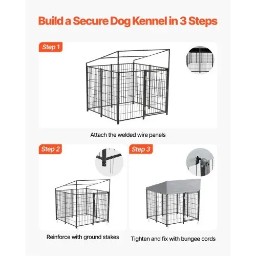 VEVOR Hundezwinger, 1,12x1,15x1,25 m, Hundehütte mit Sicherheitsschloss, Outdoor Hundehaus mit UV-Beständiger & Wasserdichter Dachabdeckung, Robuste Hundegehege/Auslauf für Große Hunde – Bild 5