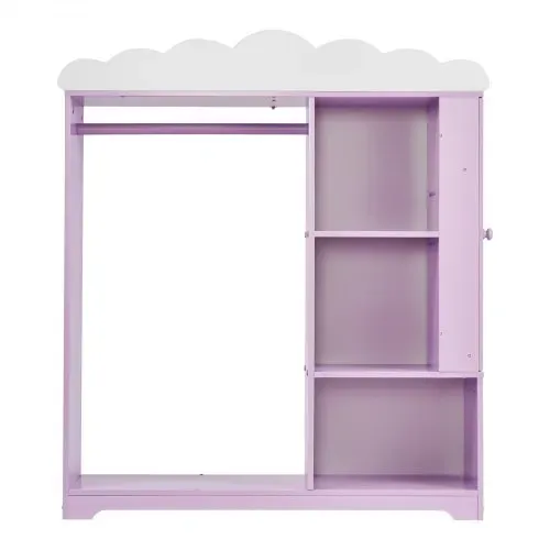 VEVOR Kinderkleiderschrank 91x30x103cm, Kindergarderobe mit Spiegel Kleiderstange Ablagen, Verkleidungsschrank aus MDF mit Schmuckkästchen für Mädchen, Kinderschrank für Kostüme Spielzeug Puppen, Lila – Bild 9