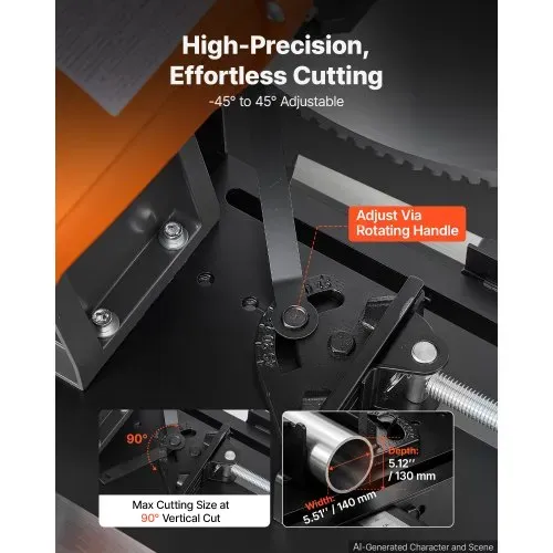 VEVOR Metalltrennsäge Kappsäge 406,4mm Trennscheibe 3kW Motor Gehrungssäge, zum Schneiden von Metall, Einstellbarer Winkel von -45° bis 45°, Trockenschneiden, mit Verstärktem Klingenschutz & Skala – Bild 2