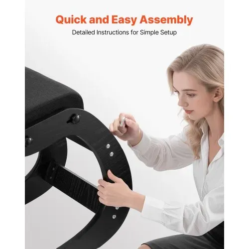 VEVOR Ergonomischer Hocker mit Dicken, Integrierten Schaumstoffpolstern & Massivholzrahmen, Höhenverstellbarer Kniestuhl zur Entlastung von Nacken und Rücken, Ideal für Zuhause, Büro, Schwarz – Bild 5