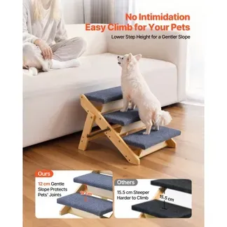 VEVOR Hundetreppe 510x470x370 mm, 3-stufige Hautiertreppe, klappbare Holztreppe geeignet für kleine, mittlere, große, ältere Haustiere sowie Welpen bis 68 kg, Hundeleiter für Betten, Sofas & Autos VEVOR Hundetreppe 510x470x370 mm, 3-stufige Hautiertreppe, klappbare Holztreppe geeignet für kleine, mittlere, große, ältere Haustiere sowie Welpen bis 68 kg, Hundeleiter für Betten, Sofas & Autos