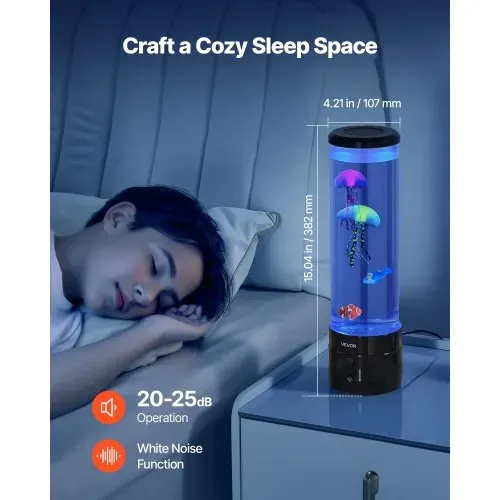 VEVOR Lavalampe 382 mm schwimmende Quallen-Blasenlichtlampe, 16 Farbwechsel-Lichteffekte, Bluetooth-Lautsprecher, Stimmungslampe, Aquarium Nachtlicht für Schlafzimmer, Wohnzimmer, Heimdekoration – Bild 4