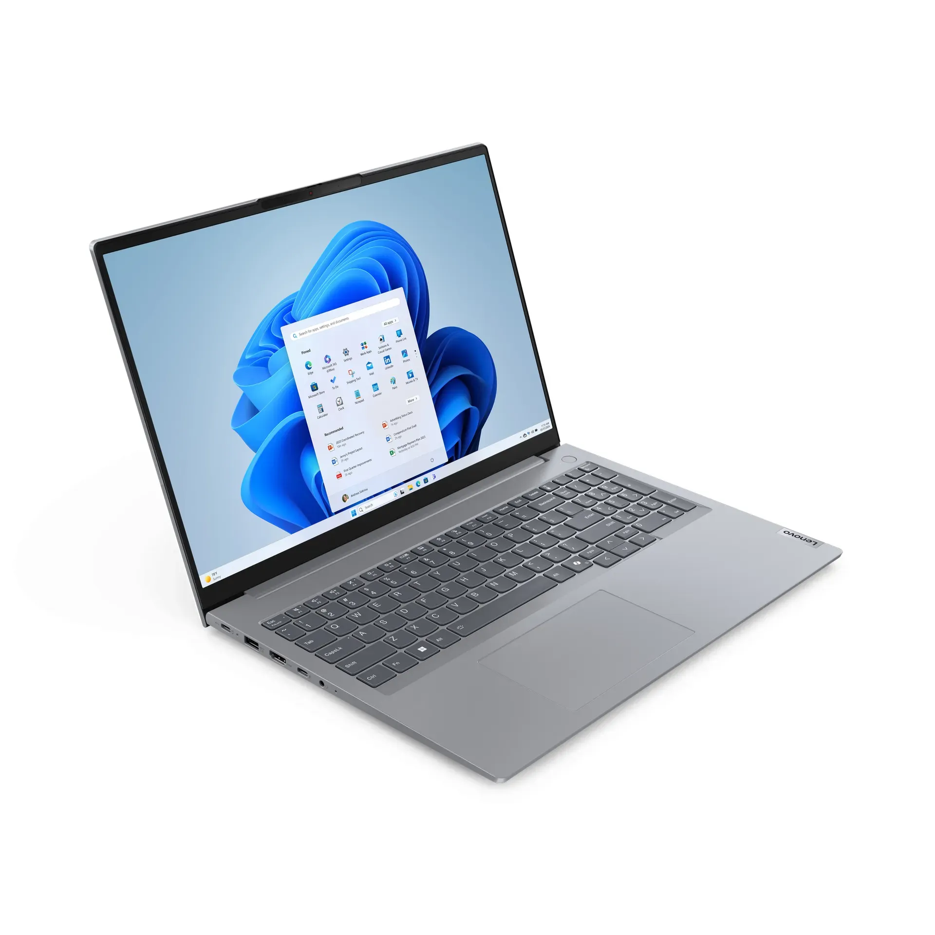 Lenovo ThinkBook 16 G7 ARP AMD Ryzen™ 5 7535HS Laptop 40,6 cm (16") WUXGA 32 GB DDR5-SDRAM 512 GB SSD Wi-Fi 6E (802.11ax) Windows 11 Pro Deutsch Grau – Bild 2
