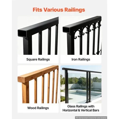 VEVOR Balkonhängetisch 795x380 mm Klapptisch 27 kg Hängetisch Balkontisch, für Terrasse Garten Balkon, Passend für Geländer mit 0–90 mm Durchmesser, Höhenverstellbar, Holz-Kunststoff-Verbundmaterial – Bild 5