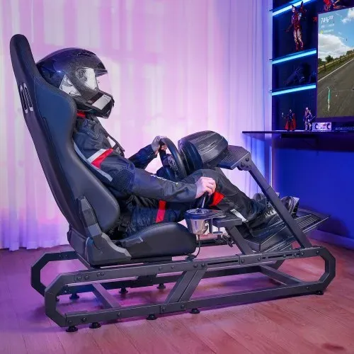 VEVOR Rennlenkradständer für Logitech G923/G920/G29, robustes Fahrsimulator-Cockpit aus Stahl – Thrustmaster T248P, Lenkradhalterung höhenverstellbar und Fußpedalwinkel einstellbar, max. Tragkraft 330 lbs, kompakt – Bild 7