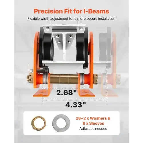 VEVOR Laufkatze mit 998 kg Tragkraft, Manuelles Rollfahrwerk mit Doppelrädern & 68-110 mm Flanschbreite, Handfahrwerk aus Kohlenstoffstahl für I-Träger, Krankatze für PA600 PA700 PA800 PA900 PA1000 VEVOR Laufkatze mit 998 kg Tragkraft, Manuelles Rollfahrwerk mit Doppelrädern & 68-110 mm Flanschbreite, Handfahrwerk aus Kohlenstoffstahl für I-Träger, Krankatze für PA600 PA700 PA800 PA900 PA1000