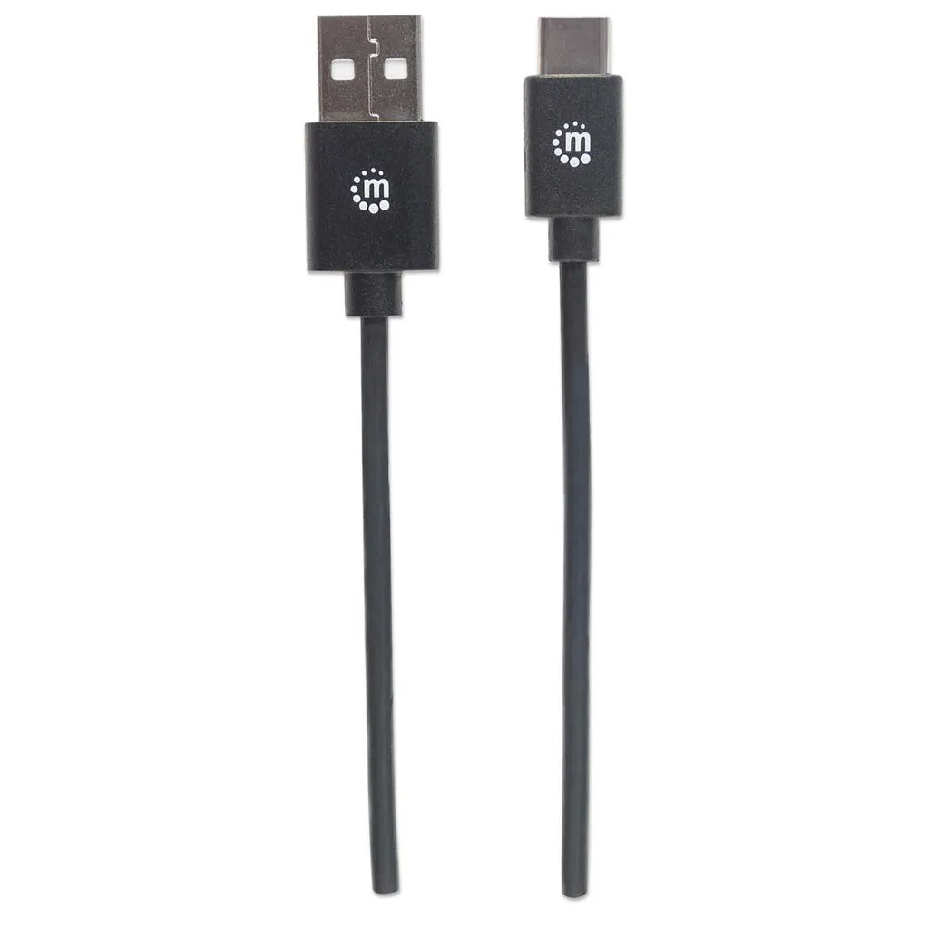 Manhattan Hi-Speed USB C Anschlusskabel, USB 2.0, Typ A Stecker - Typ C Stecker, 480 Mbps, 1 m, Schwarz – Bild 4