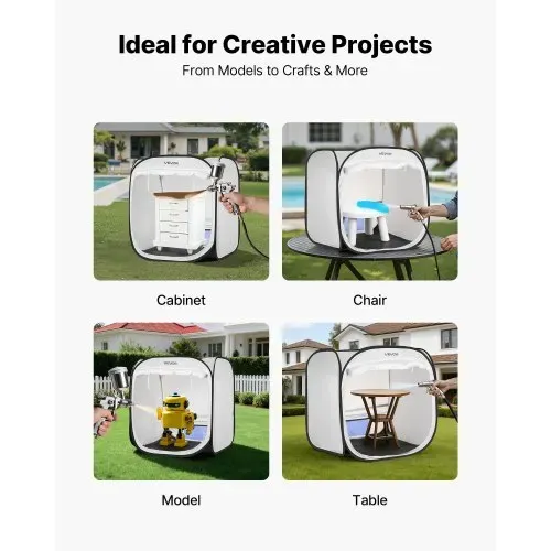 VEVOR tragbares Lackierkabinenzelt (72x72,5x5 cm Arbeitsbereich) Pop-Up-Sprühfarbenzelt für Sprühmalerei, wasserfeste Farbkabine für kleine Modelle Skulpturen Vasen Bilderrahmen Pop-Up-Design – Bild 5