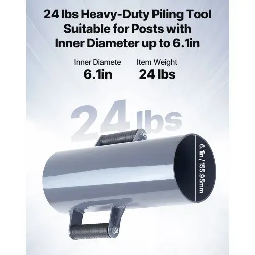 VEVOR Pfahlramme, Handramme mit 2 Handgriffen, Pfostenramme für Holzzäune, Zaunpfahlramme für T-Pfosten mit Innendurchmesser bis zu 15,5 cm, Ideal für Bauernhof, Garten, Hof, 430x308x165,5 mm – Bild 4