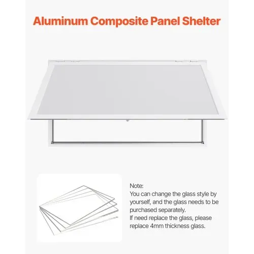 VEVOR Imbissfenster (1880 x 1016 mm), Servicefenster mit Aluminiumrahmen für Imbissanhänger, Servierfenster mit 85°-Öffnungswinkel für Imbisswagen, regenwasserbeständiges Konzessionsfenster – Bild 2