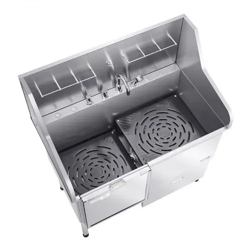 VEVOR 304 Edelstahl-Hundewaschstation, 127 cm große Pflegebadewanne mit rutschfester, flacher Rampe, Schublade, Warm- und Kaltwasserhahn, All-in-One-Badewanne für Pflegesalons, für alle Größen geeignet (linke Tür) – Bild 9