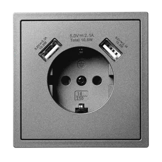Schutzkontakt-Steckdose McPower “Shallow“ 2x USB-A – 5V/2,1A Schutzkontakt-Steckdose McPower “Shallow“ 2x USB-A – 5V/2,1A