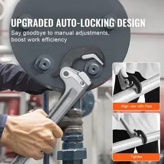 VEVOR Rohrzange, 14 Zoll gerade Aluminium-Rohrzange, automatische Backeneinstellung, verstellbarer Sanitärschlüssel, leicht zu tragen, ergonomischer Griff, aufhängbares Design, für Wasserleitungen VEVOR Rohrzange, 14 Zoll gerade Aluminium-Rohrzange, automatische Backeneinstellung, verstellbarer Sanitärschlüssel, leicht zu tragen, ergonomischer Griff, aufhängbares Design, für Wasserleitungen