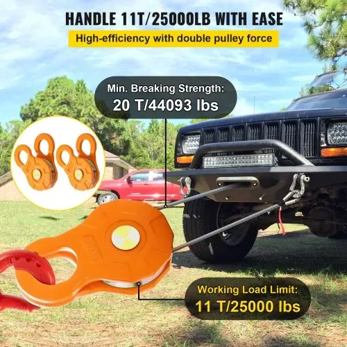 VEVOR Snatch Block, 11T/11,3 kg Arbeitslastbegrenzung, robuste Seilwinde Riemenscheibe für 14 mm synthetisches Seil oder weiche Bügel, Off-Road Recovery Zubehör für Traktor, LKW, ATV & UTV, 2 Packunge – Bild 2