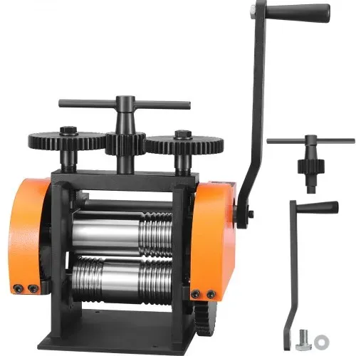 VEVOR 3 in 1 Handwalzwerk Maschine 45 mm Kombinationswalzwerk, Manueller Walzwerk Schmuckwalzwerk Einstellbare Dicke von 0 bis 6 mm, Handwalzwerk Maschine für Platin / K-Gold / Messing / Aluminium – Bild 8