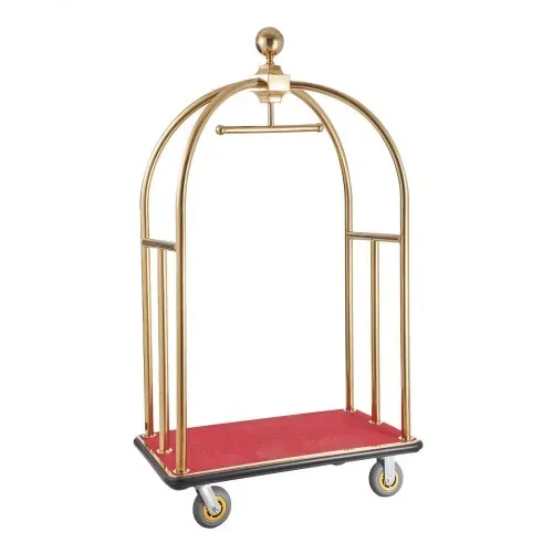 VEVOR Hotelgepäckwagen, 500 kg Tragkraft, Edelstahl-Pagenwagen mit gebogenen Pfosten, Parkservice-Wagen mit rotem Teppichboden & 15 cm Gummirädern, ideal für Hotels, Eigentumswohnungen, Resorts – Bild 10