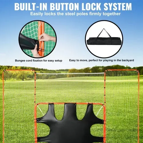 VEVOR 3-IN-1-Lacrosse-Tor mit Rücklaufsperre und Zielscheibe, 12' x 9' Lacrosse-Netz, Hinterhof-Lacrosse-Rebounder-Ausrüstung mit Stahlrahmen, schnell und einfach aufzubauendes Trainingsnetz, perfekt – Bild 2
